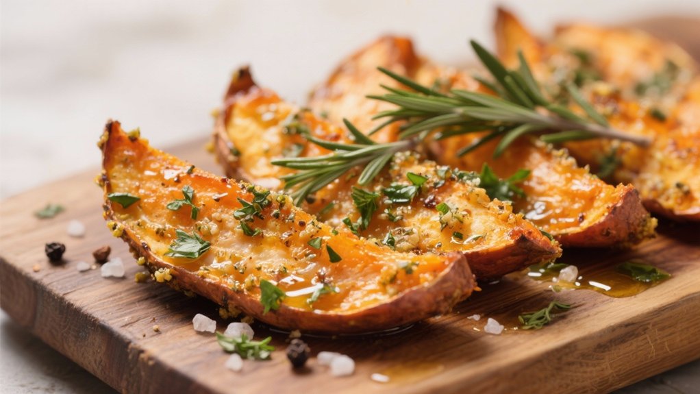 herb coated crispy sweet potatoes