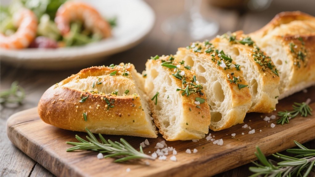herb crusted baguette slices