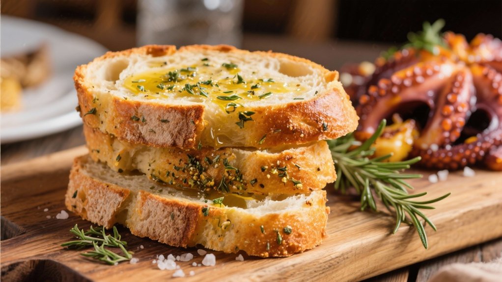 herb crusted bread for octopus