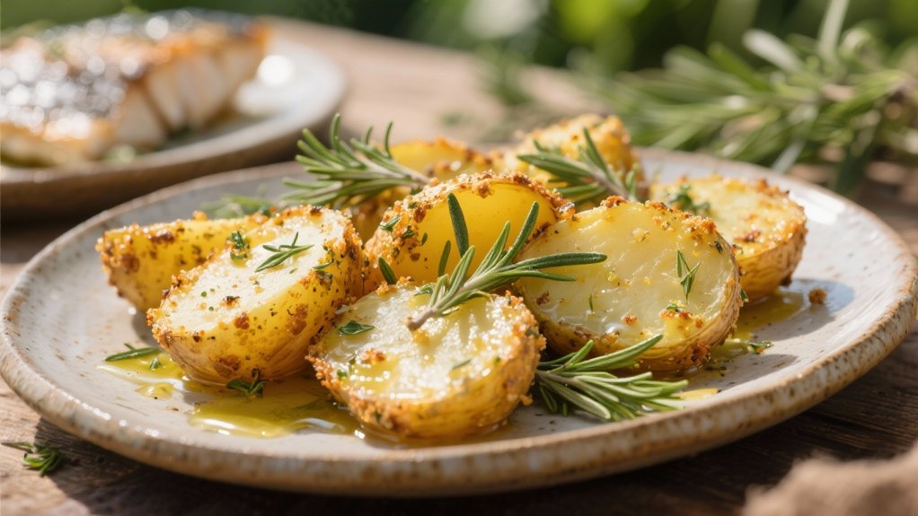 herb crusted golden roasted potatoes