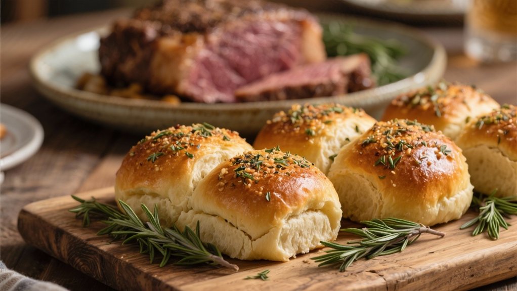 herb crusted homemade dinner rolls