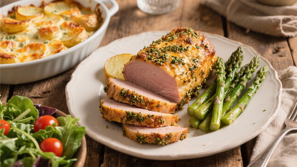 herb crusted pork tenderness achieved