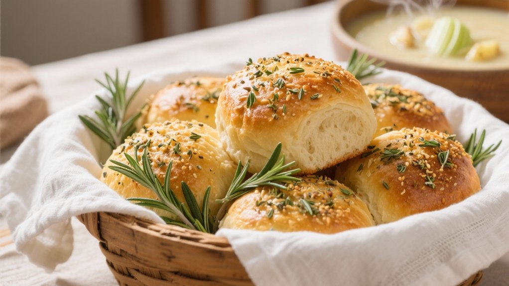 herb crusted rolls elevate soup