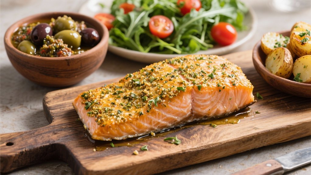 herb crusted salmon with tapenade
