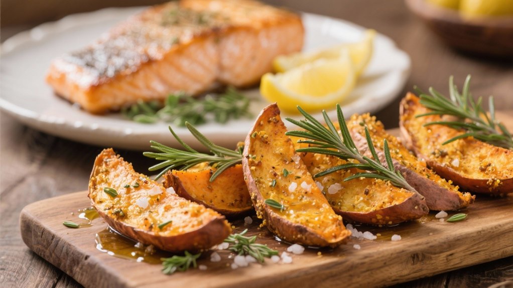 herb crusted sweet potato wedges