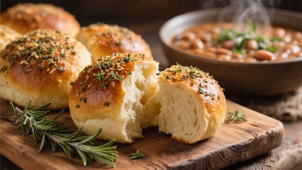 herb crusted warm dinner rolls
