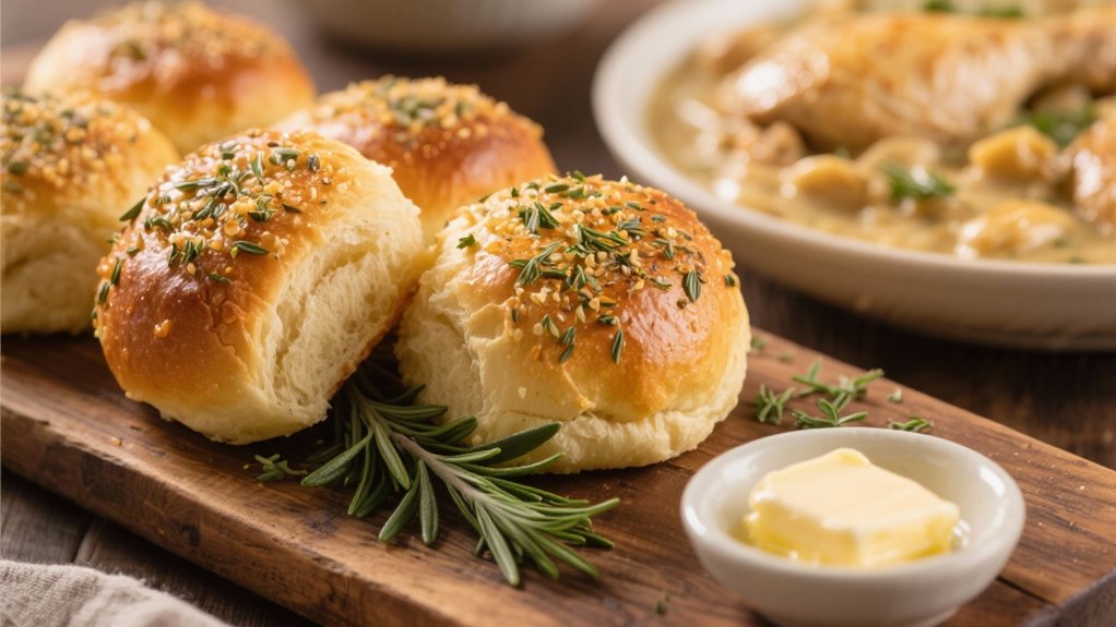 herb crusted warm dinner rolls