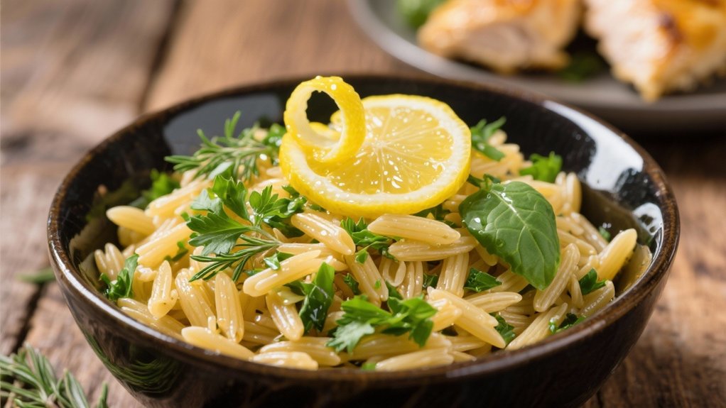 herb filled orzo pasta dish