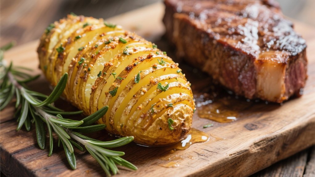 herb infused crispy hasselback potatoes
