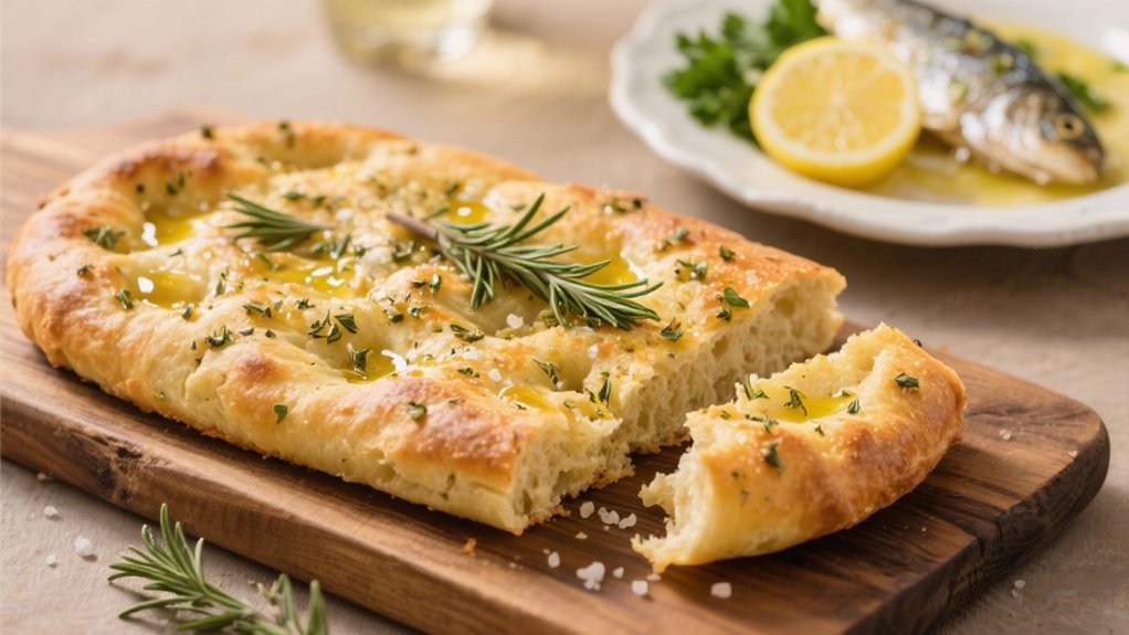 herb infused crusty focaccia bread