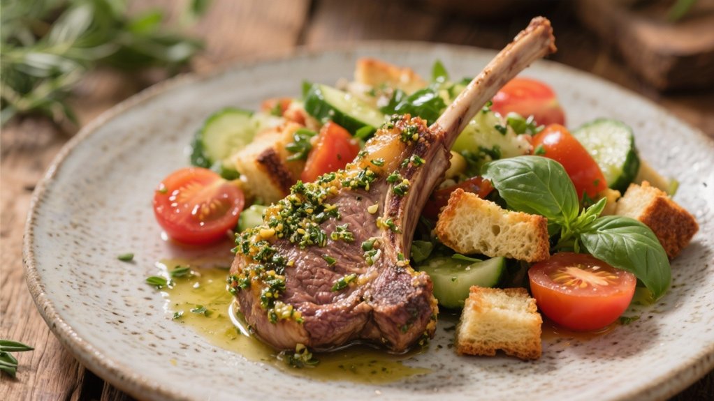 herb marinated lamb with panzanella