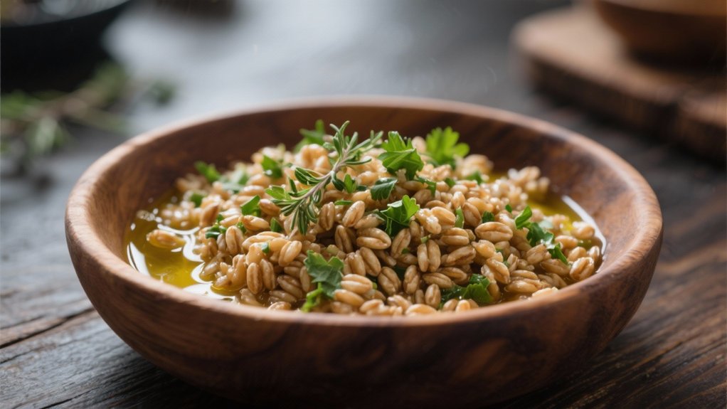 herbed farro with squid