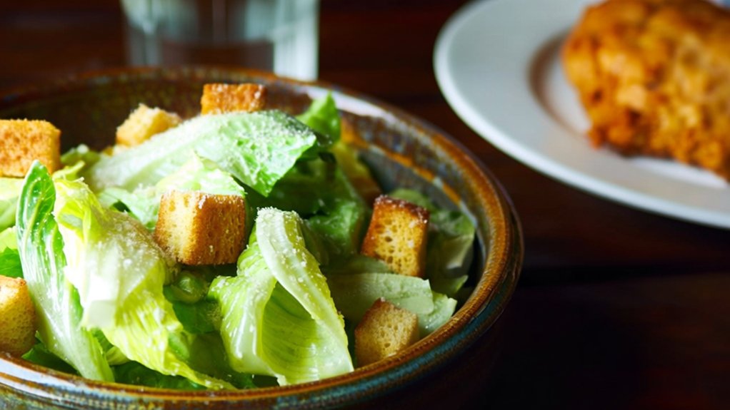 homemade croutons and dressing