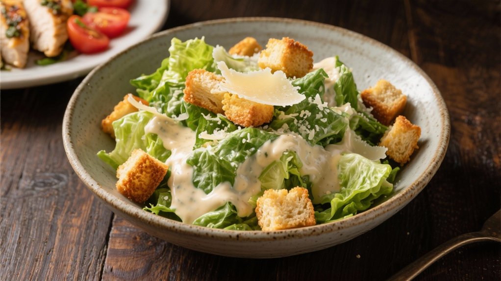 homemade croutons enhance caesar