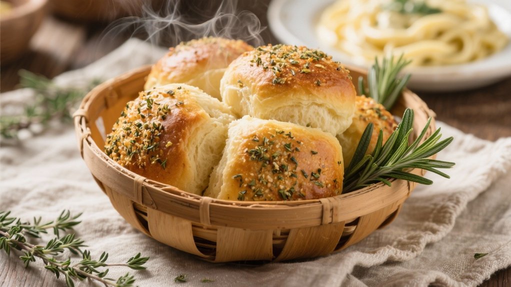 homemade herb crusted dinner rolls