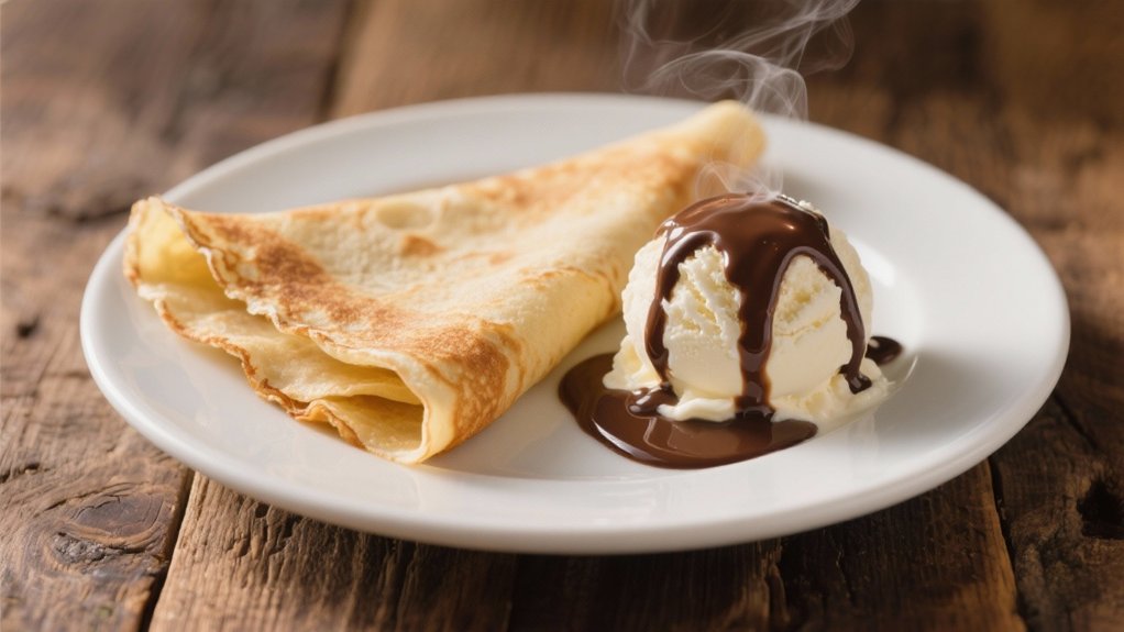 indulgent crepes with ice cream