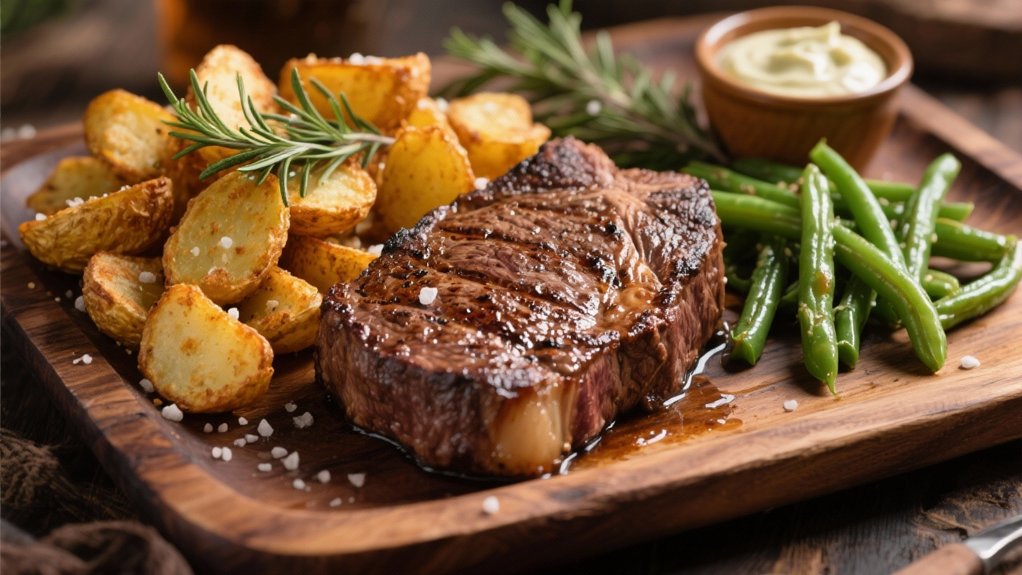 indulgent steak and potatoes