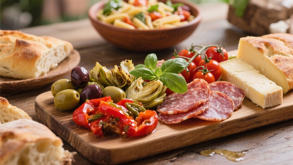 italian feast with variety