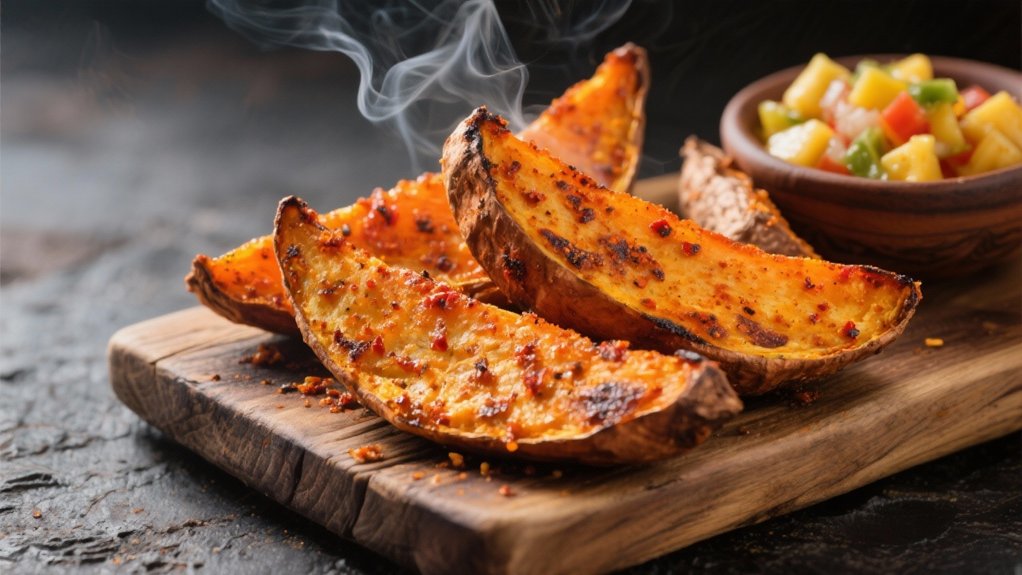 jerk spiced roasted sweet potatoes