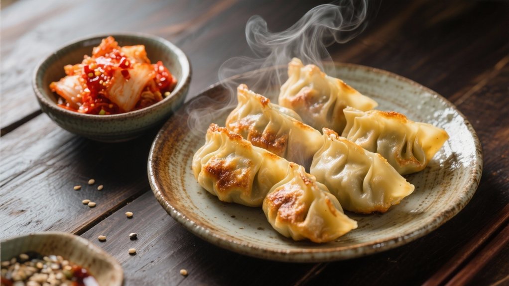 kimchi enhances dumpling experience