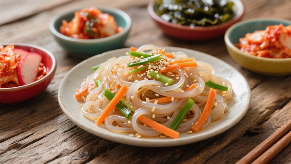 kimchi infused glass noodles