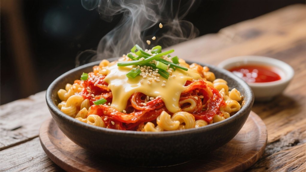 kimchi infused mac and cheese