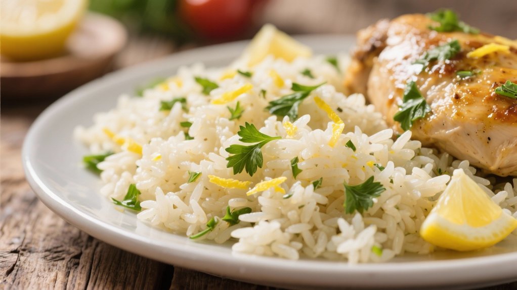 lemon infused fluffy rice
