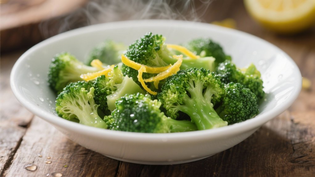 lemon seasoned steamed broccoli