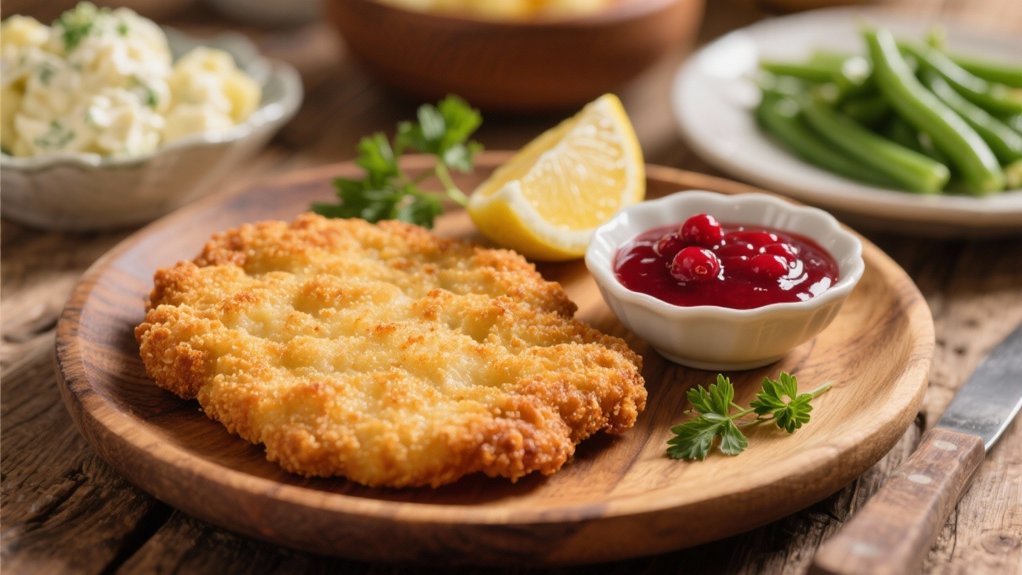 lingonberry sauce enhances schnitzel