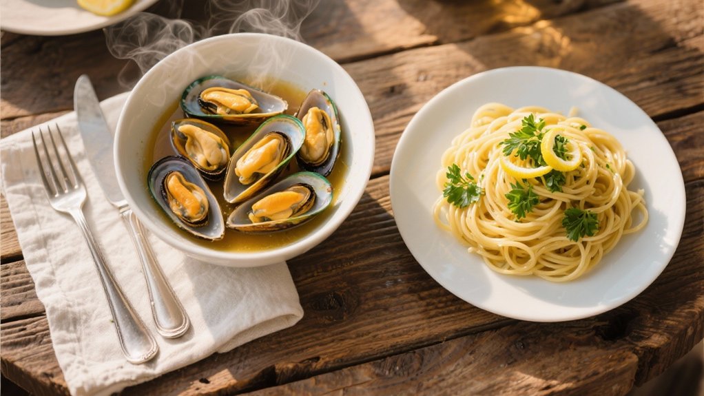 linguine enhances seafood elegance