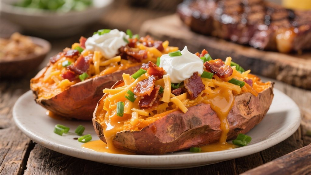 loaded baked sweet potatoes
