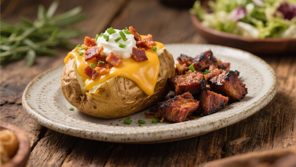 loaded potatoes with toppings