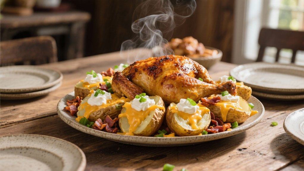 loaded potatoes with toppings