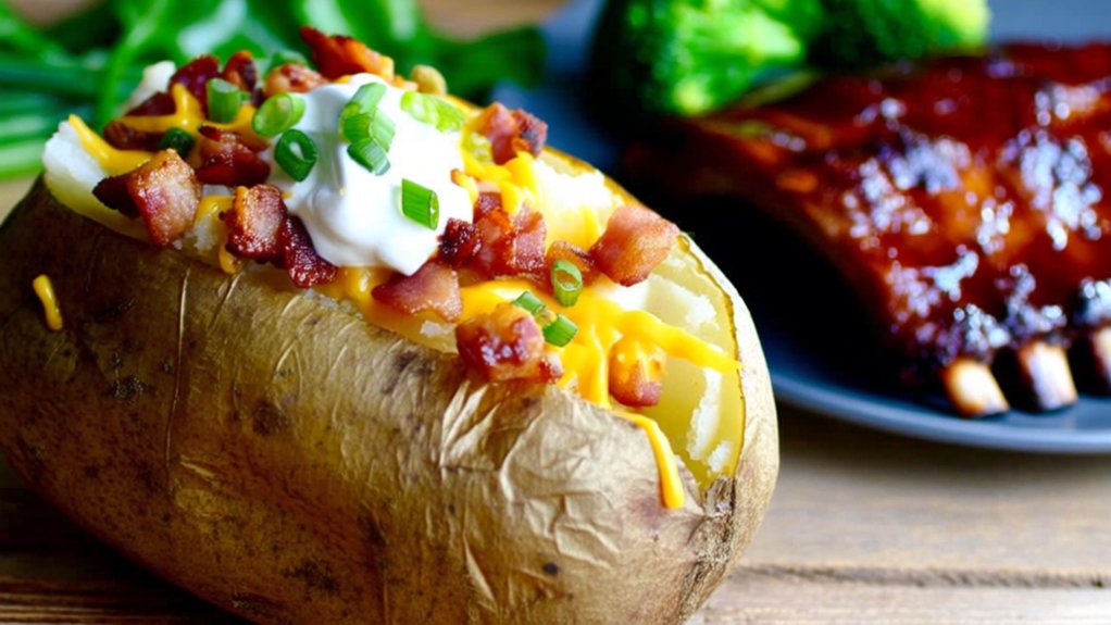 loaded potatoes with toppings