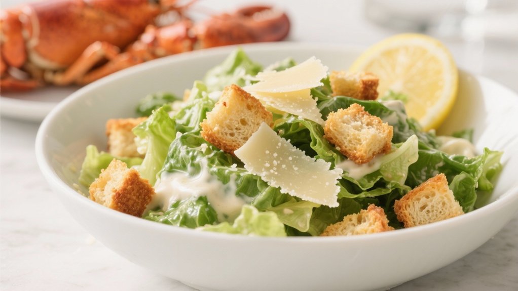 lobster paired with caesar salad