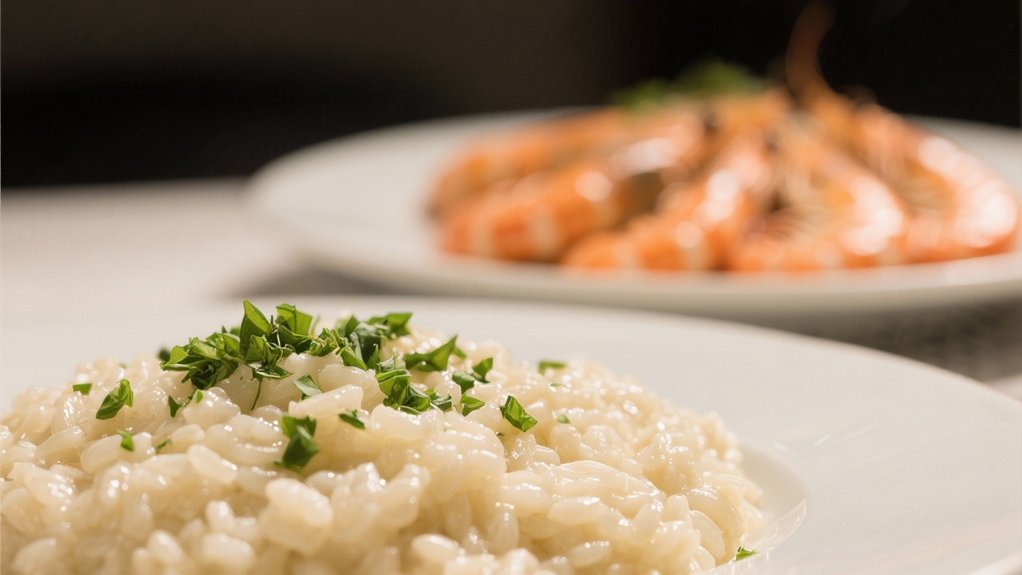 luxurious herb infused shrimp risotto