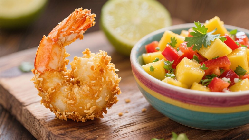mango salsa complements coconut shrimp