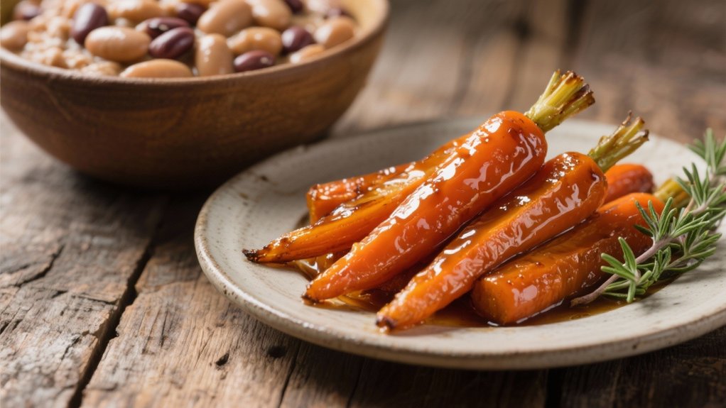 maple glazed carrots with navy beans