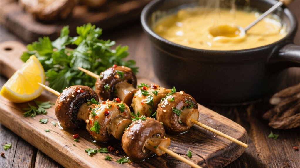 marinated mushroom skewers recipe