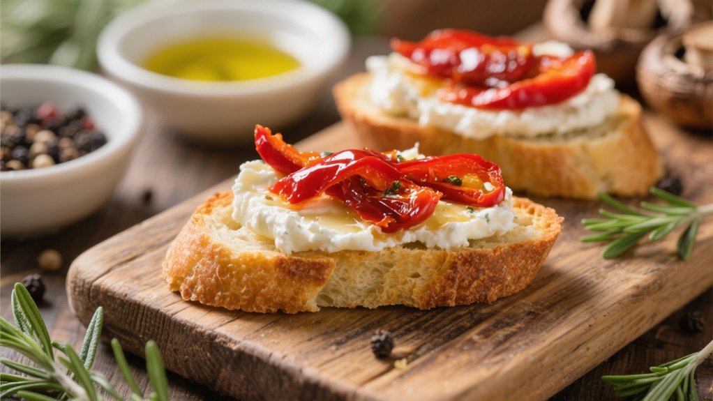 mediterranean crostini with mushrooms