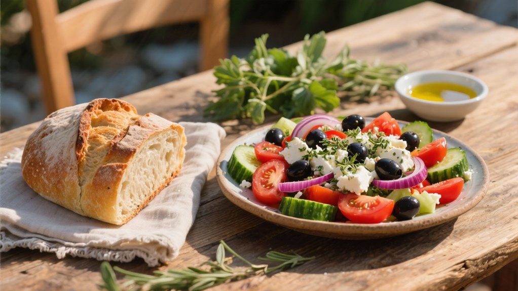 mediterranean salad and bread