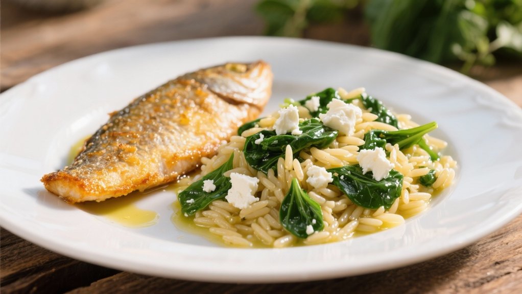 mediterranean spinach feta orzo