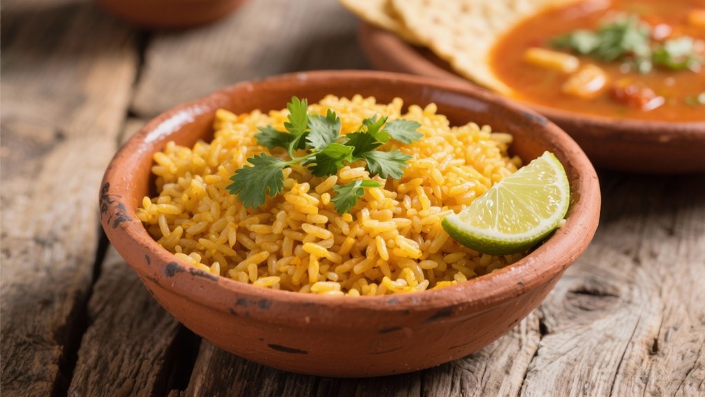 mexican rice complements soup