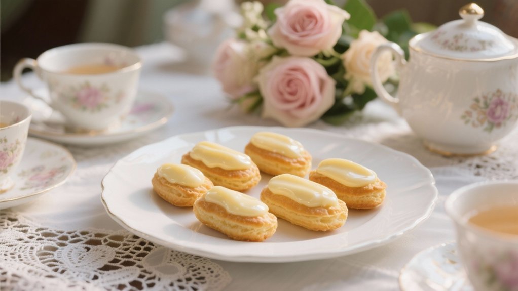 miniature clairs with custard