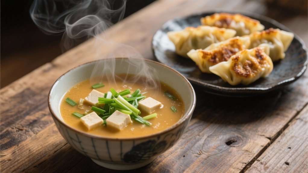 miso soup enhances dumplings
