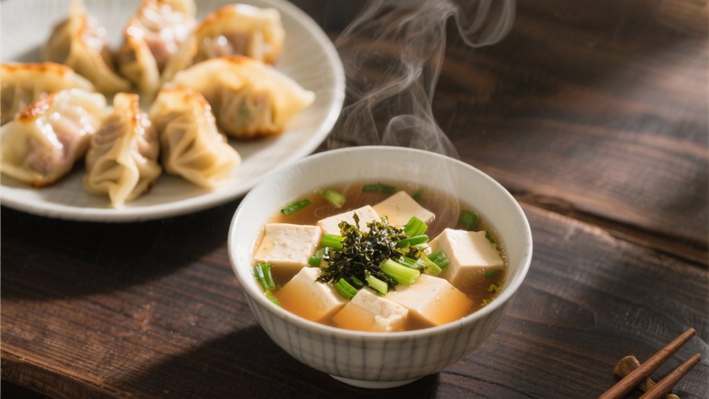 miso soup enhances dumplings