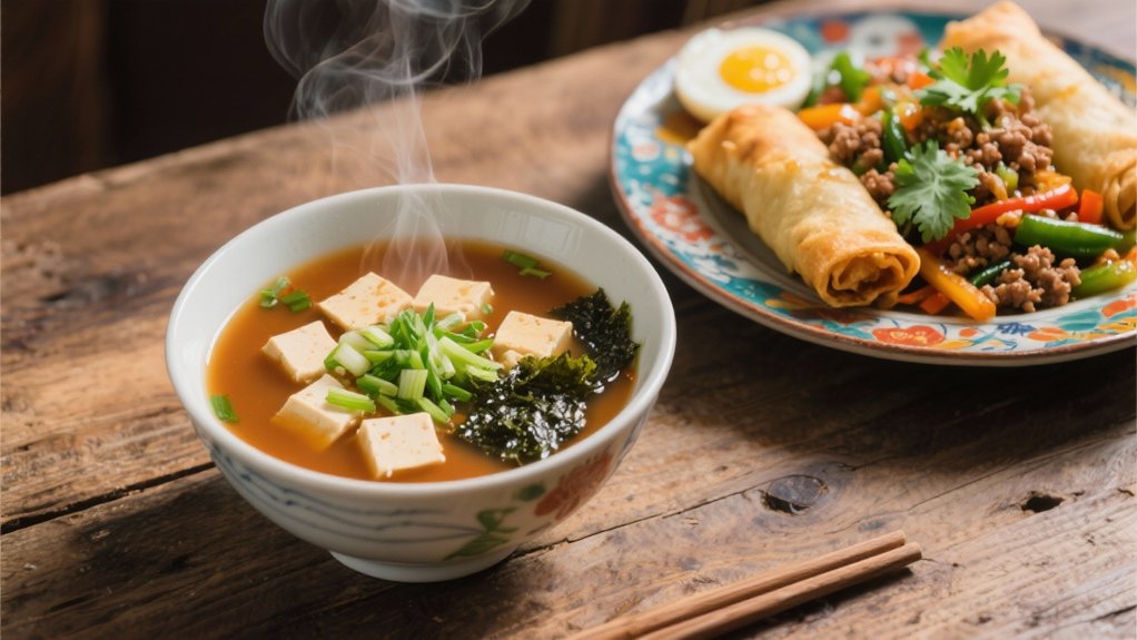 miso soup enhances egg rolls