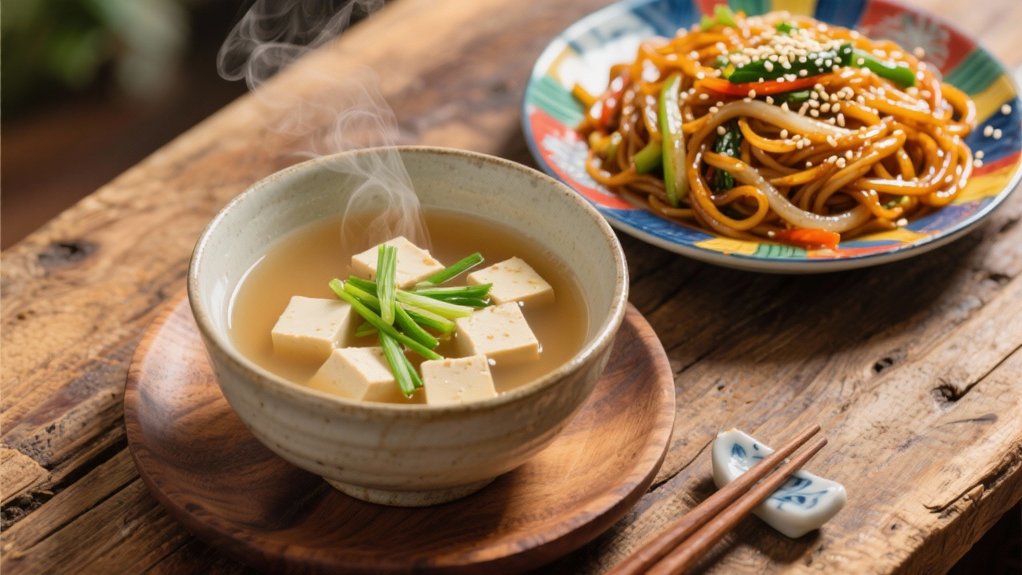 miso soup enhances japchae experience