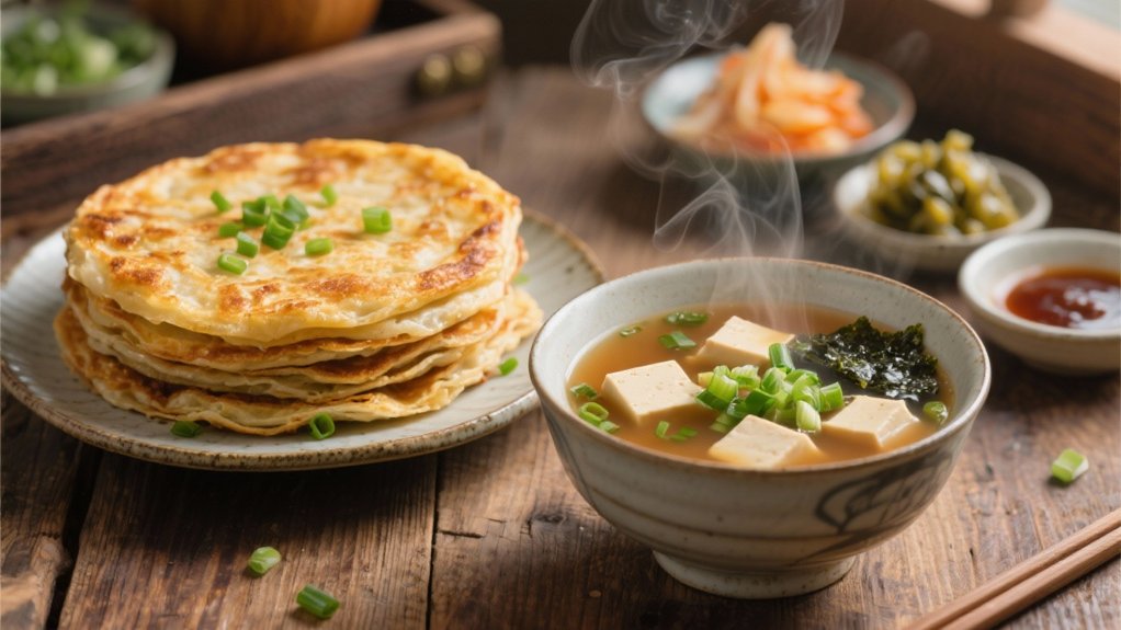 miso soup enriches scallion pancakes