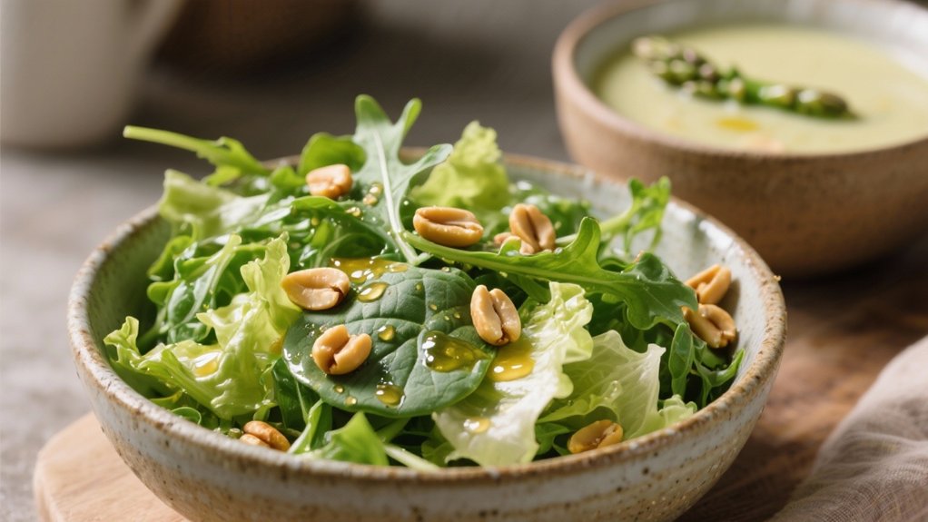 mixed greens with pine nuts